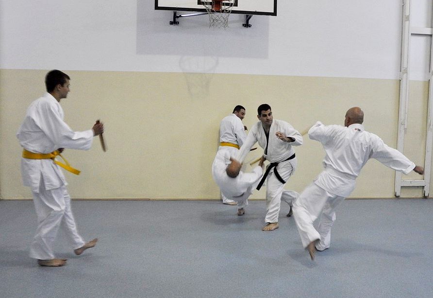 Apărare împotriva mai multor oponenți care atacă cu arme și în moduri diferite.